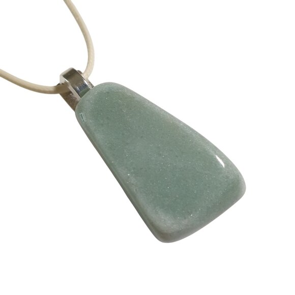Green Aventurine Pendant Necklace Adjustable Beige Cord Healing Stone Women - Picture 1 of 4